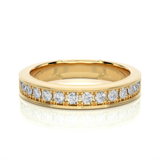 Channel with Bead Bright Setting Moissanite Ring yellow gold