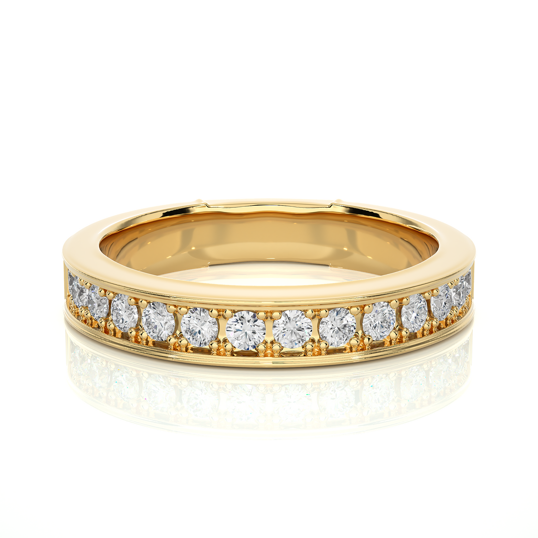 0.5 Ct Moissanite Bead Bright Setting Wedding Band In Rose Gold