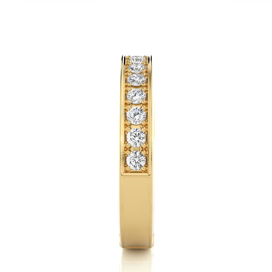 0.5 Ct Moissanite Bead Bright Setting Wedding Band In Yellow Gold