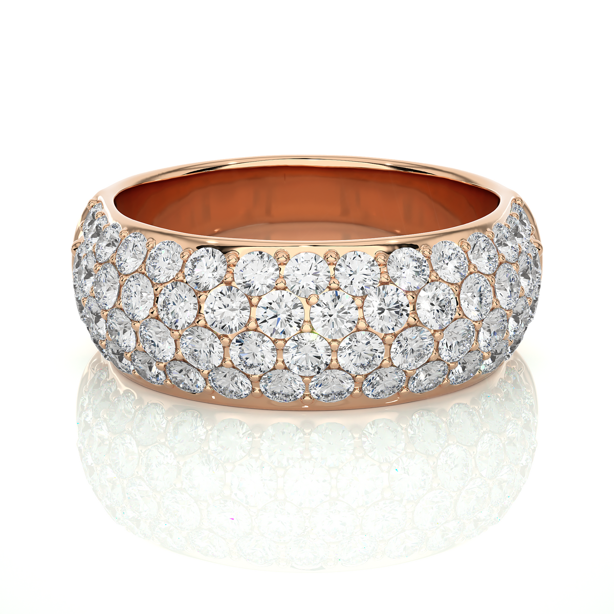 Clustered moissanite wedding ring rose gold