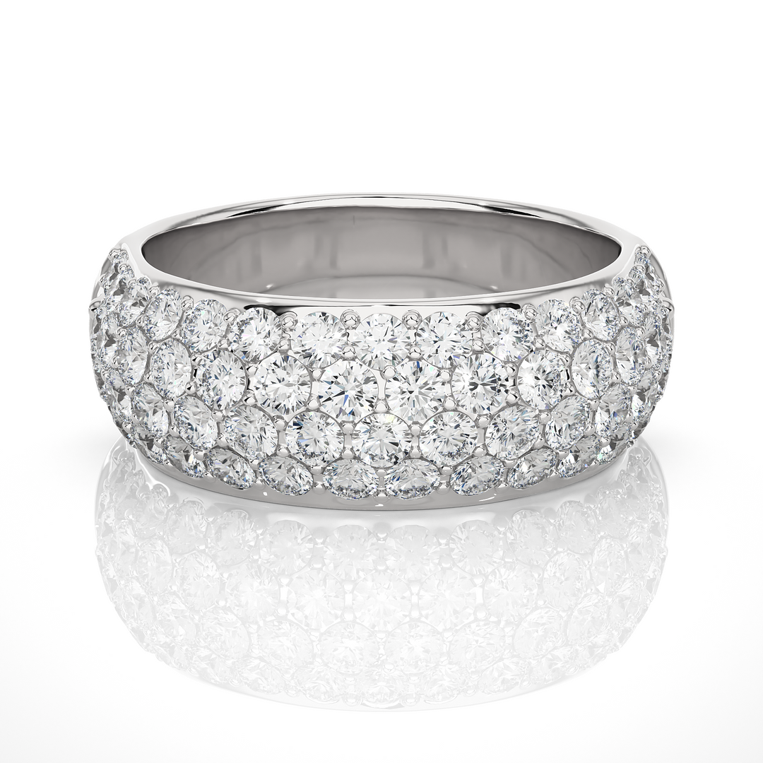 1.5 Carat Round Moissanite Wedding Band In Yellow Gold