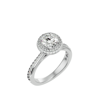 Double Halo with Bead Bright Setting Moissanite Ring white gold