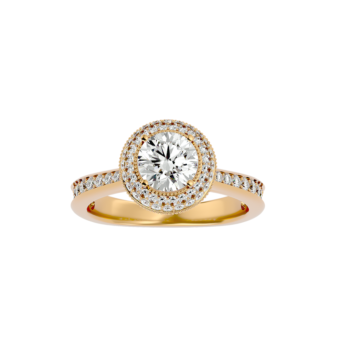 2 Carat Round Cut Moissanite Hidden Halo Engagement Ring In Rose Gold