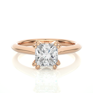 Double Prong Princess Cut Moissanite Ring rose gold