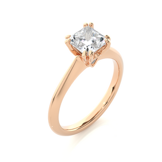 1.50 Carat Double Prong Princess Cut Moissanite Engagement Ring in Rose Gold