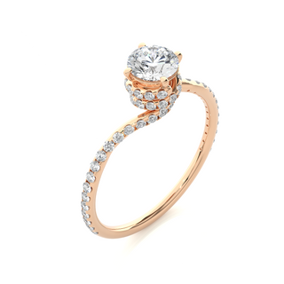 1.3ct Double Hidden Halo Twisted Moissanite Ring in Rose Gold