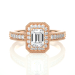 Load image into Gallery viewer, 1.50 Carat Emerald Cut Moissanite Halo Engagement Ring In Yellow Gold
