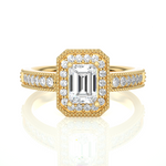 Load image into Gallery viewer, Emerald Stone with Halo setting Engagement Ring yellow gold
