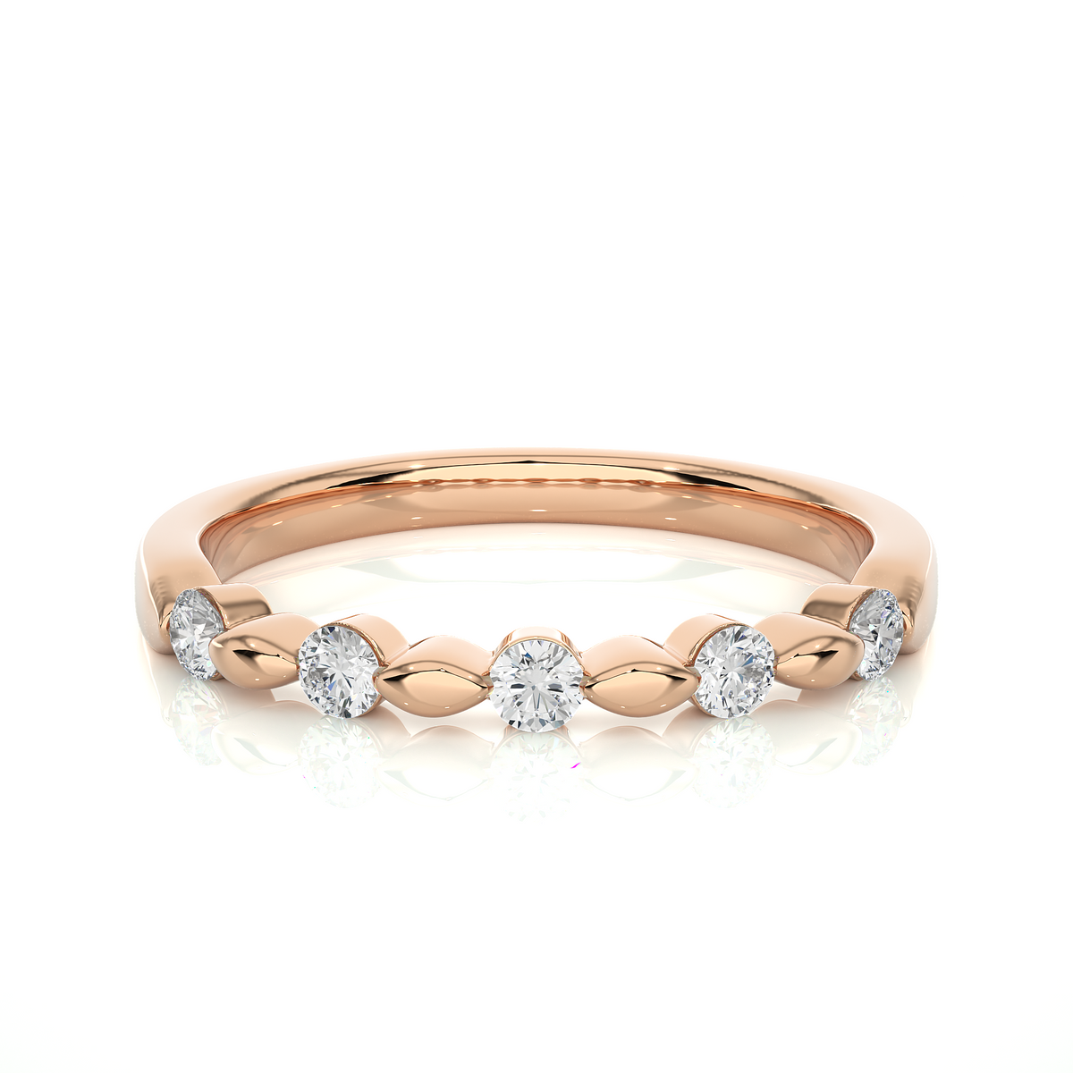 Five round stone moissanite engagement ring rose gold
