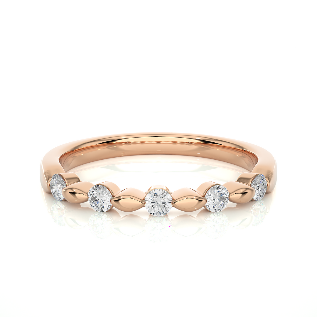 0.5 Carat Five Stone Round Moissanite Wedding Band In Yellow Gold
