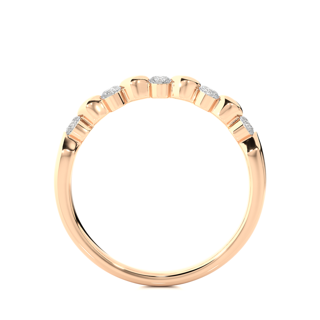 0.5 Carat Five Stone Round Moissanite Wedding Band In Rose Gold