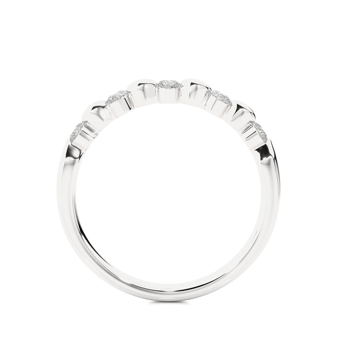 0.5 Carat Five Stone Round Moissanite Wedding Band In Silver