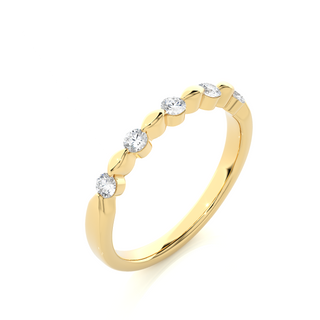 1ct Five Round Stone Moissanite Wedding Band in Yellow Gold