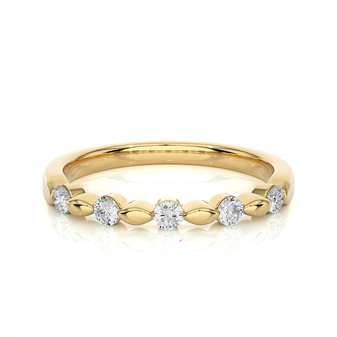 0.5 Carat Five Stone Round Moissanite Wedding Band In Silver