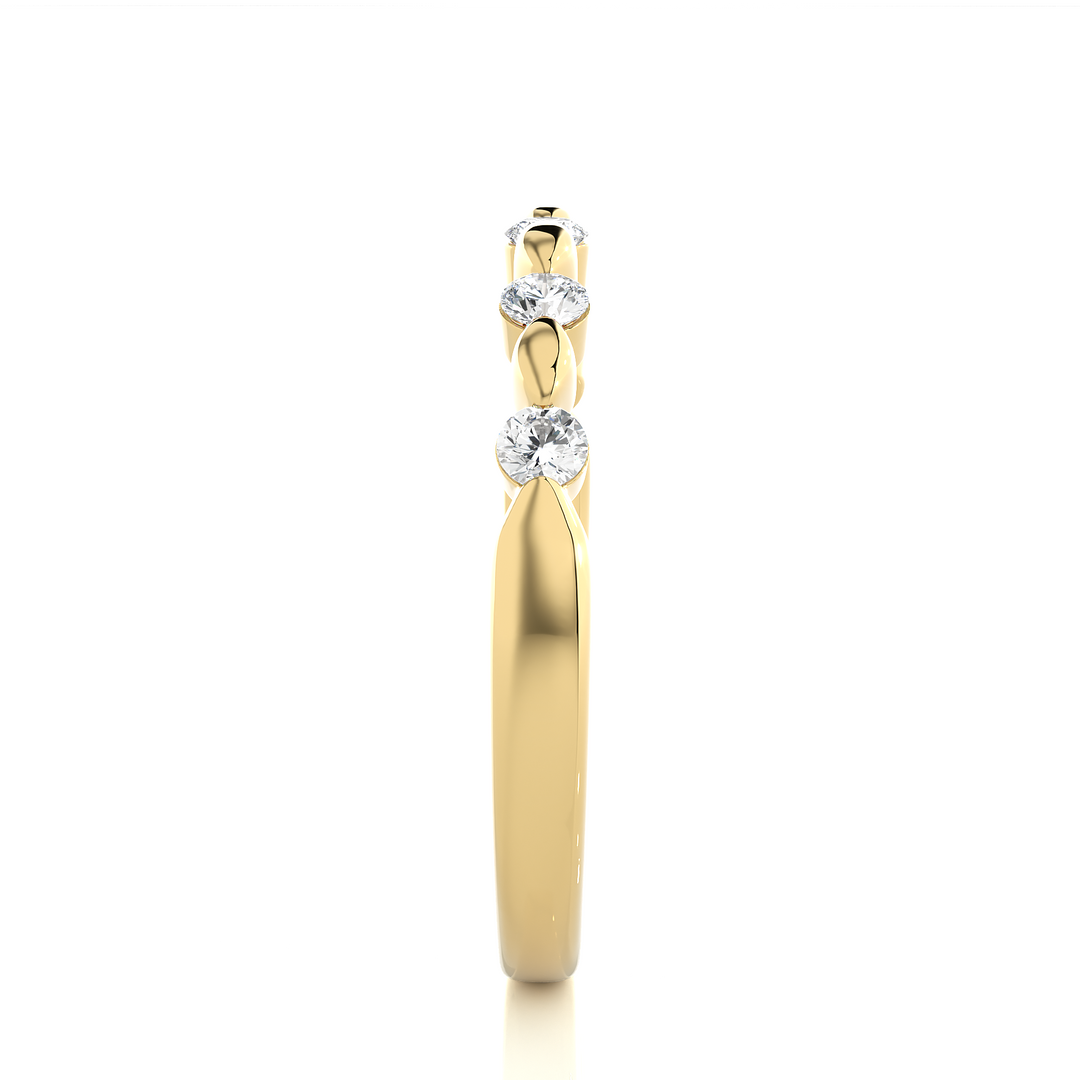 0.5 Carat Five Stone Round Moissanite Wedding Band In Yellow Gold