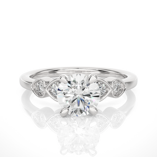 Five Round Stone With Four Prong Moissanite Ring silver