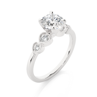 Five Round Stone With Four Prong Moissanite Ring white gold