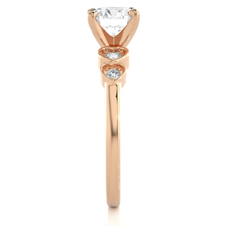 Five Round Stone With Four Prong Moissanite Ring rose gold
