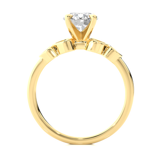 Five Round Stone With Four Prong Moissanite Ring yellow gold
