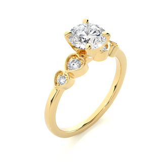 Five Round Stone With Four Prong Moissanite Ring yellow gold
