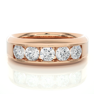 1.50 Ct Five Stone Channel Setting Moissanite Engagement Ring in Yellow Gold