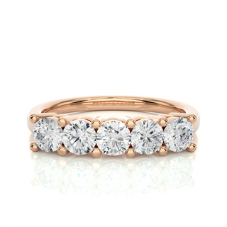 Five Stone Moissanite Traditional Setting Ring rose gold