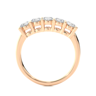 2.5ct Five Stone Moissanite Traditional Setting Wedding Band in Rose Gold