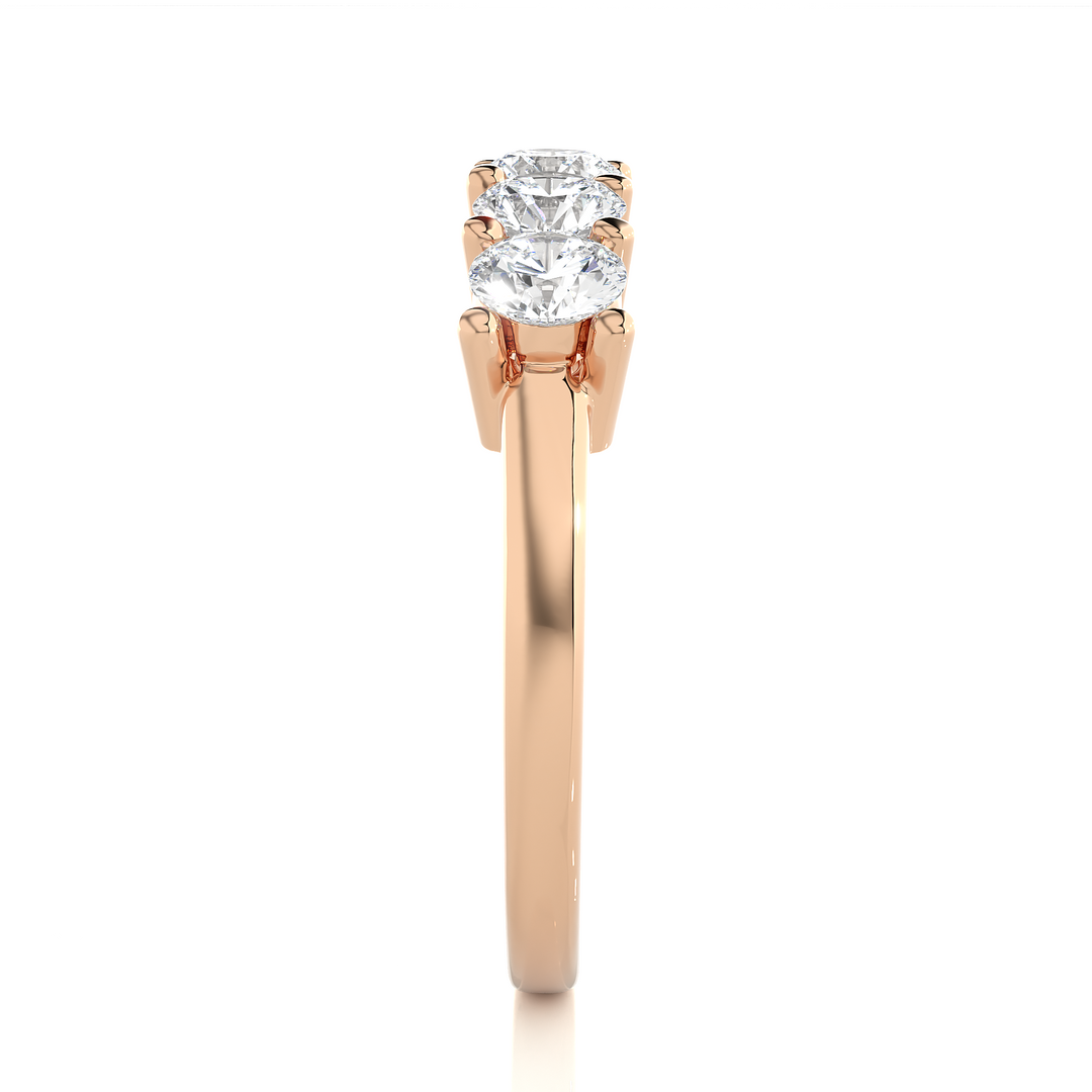 0.50 Ct Five Stone Moissanite Wedding Band In Rose Gold