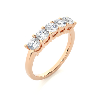 2.5ct Five Stone Moissanite Traditional Setting Wedding Band in Rose Gold