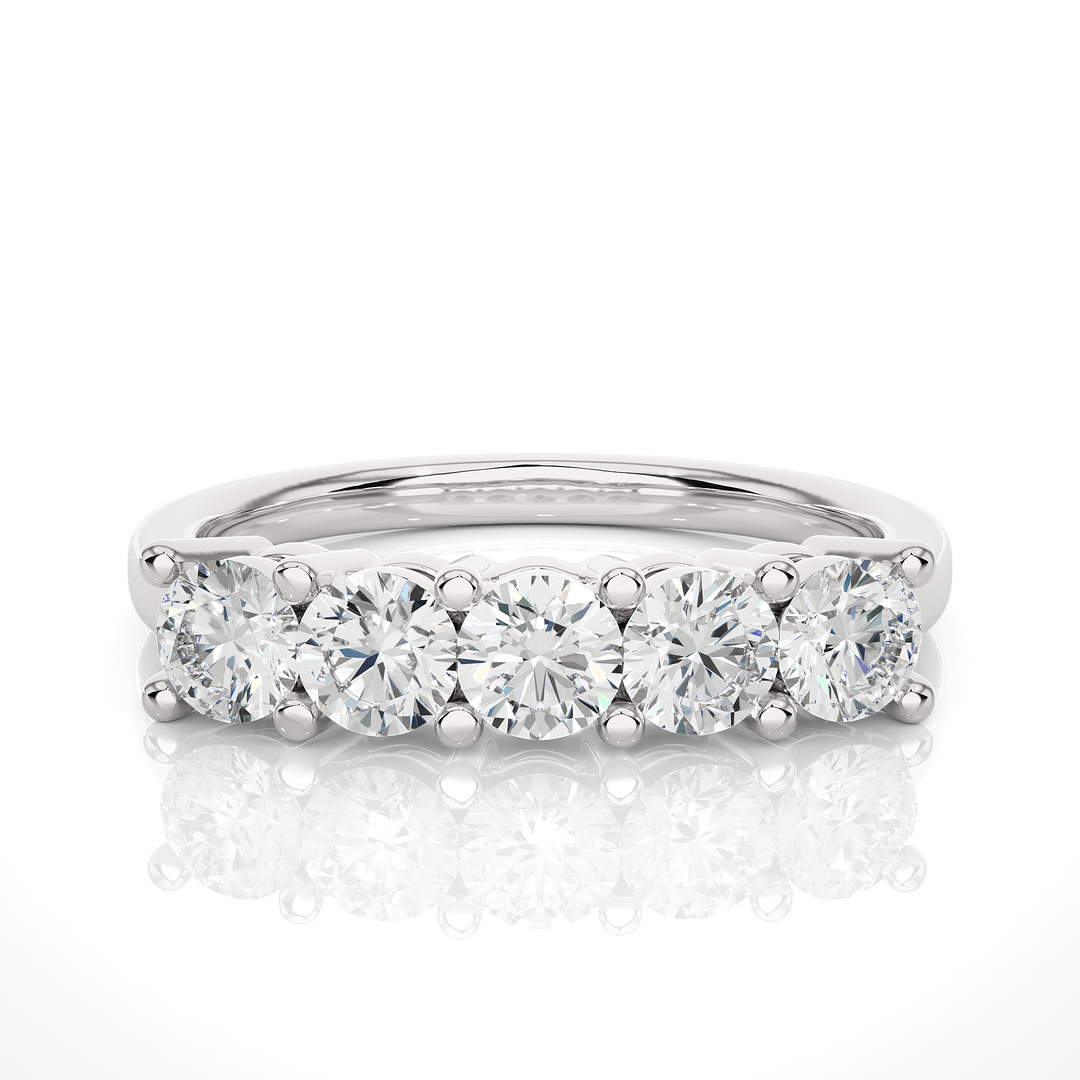 0.50 Ct Five Stone Moissanite Wedding Band In Rose Gold