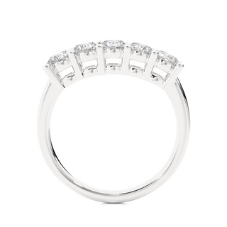 1ct Five Stone Shared Prong Moissanite Ring in White Gold