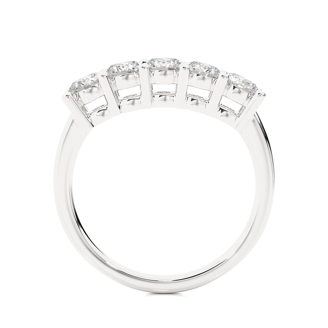 1 Carat Shared Prong Five Stone Moissanite Ring in White Gold