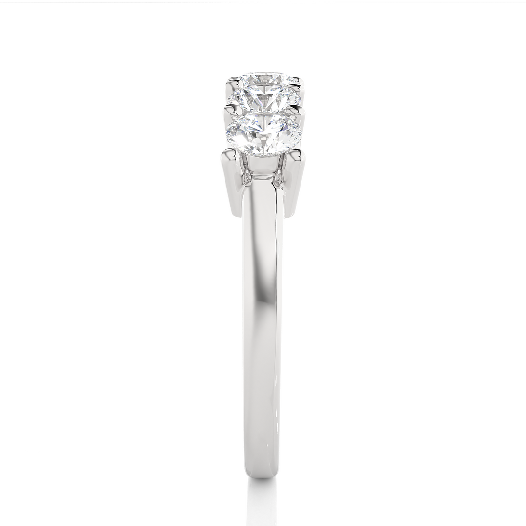 1 Carat Shared Prong Five Stone Moissanite Ring in White Gold
