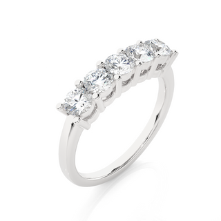1ct Five Stone Shared Prong Moissanite Ring in Silver