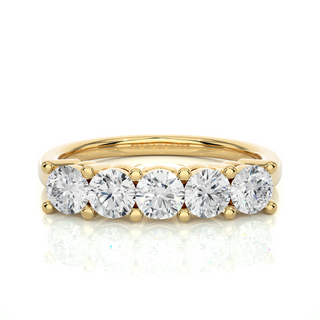 Five Stone Moissanite Traditional Setting Ring yellow gold