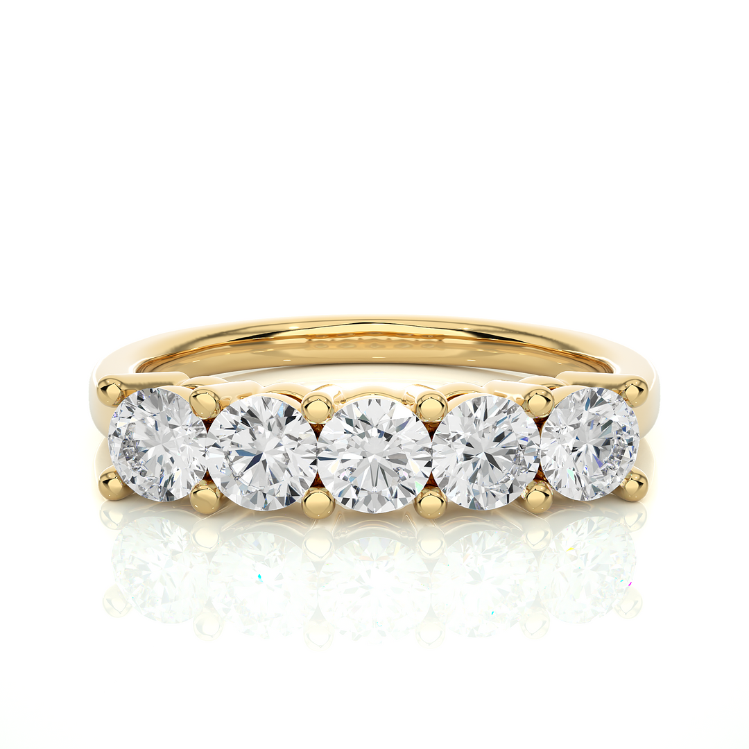 0.50 Ct Five Stone Moissanite Wedding Band In Rose Gold