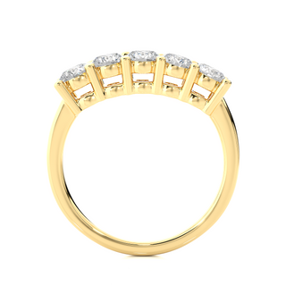 2.5ct Five Stone Moissanite Traditional Setting Wedding Band in Yellow Gold