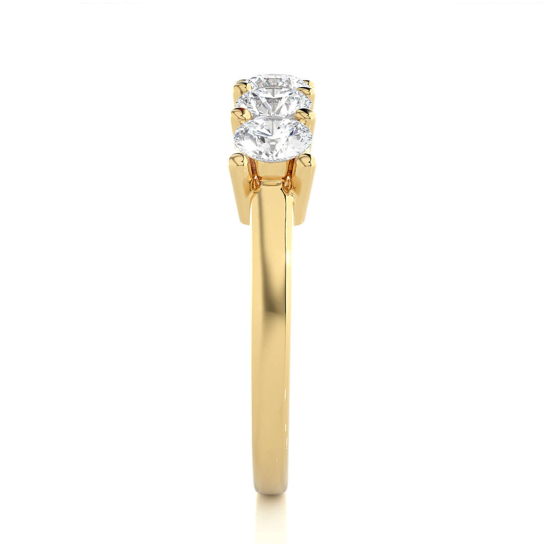 0.50 Ct Five Stone Round Moissanite Wedding Band In Yellow Gold
