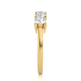 1ct Five Stone Shared Prong Moissanite Ring in Yellow Gold
