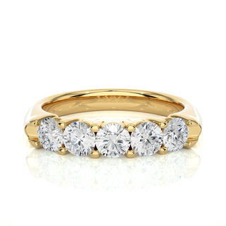 Five Stone Shared Prong Moissanite Ring yellow gold