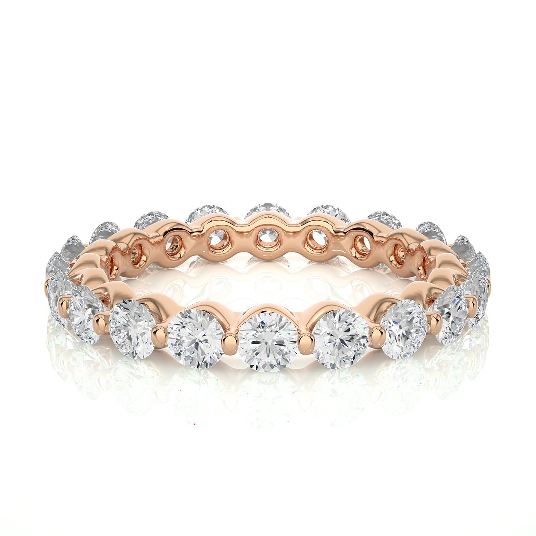 1.50 Ct Round Cut Moissanite Wedding Band For Women In Yellow Gold