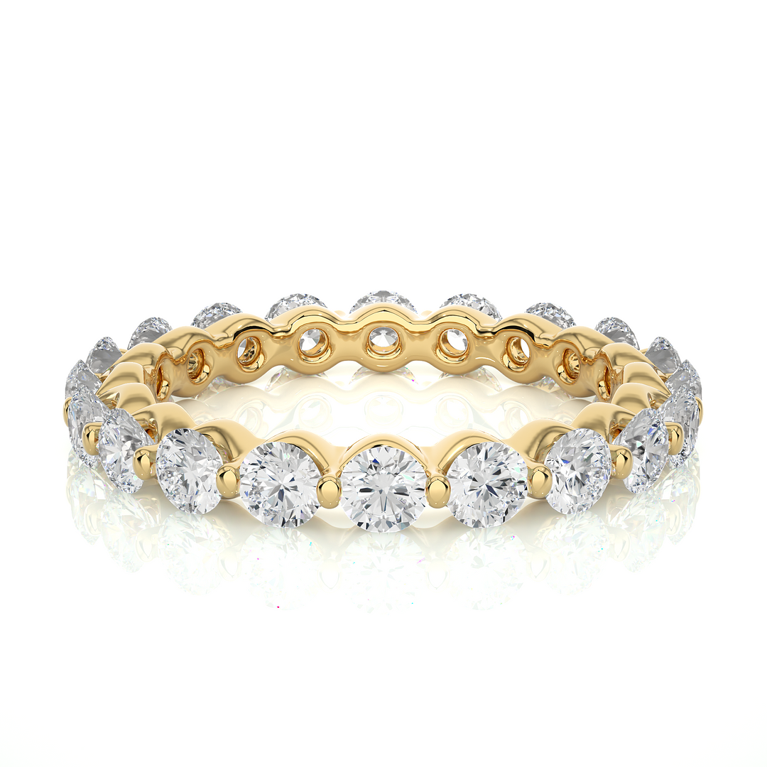 1.50 Ct Round Cut Moissanite Wedding Band For Women In Yellow Gold