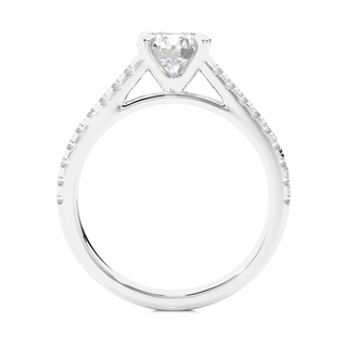 Four Prong Cathedral Setting Moissanite Engagement Ring white gold