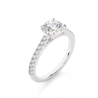 Four Prong Cathedral Setting Moissanite Engagement Ring white gold