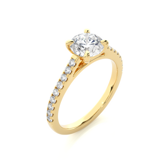 Four Prong Cathedral Setting Moissanite Engagement Ring yellow gold