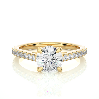 Four Prong Cathedral Setting Moissanite Engagement Ring yellow gold