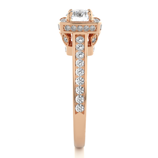Four Prong Halo Moissanite Engagement Ring rose gold