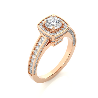 Four Prong Halo Moissanite Engagement Ring rose gold
