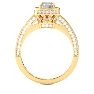 Four Prong Halo Moissanite Engagement Ring yellow gold