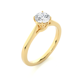 1 Carat Round Moissanite Solitaire Engagement Ring in Yellow Gold